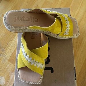 JUTELIA leather uppe  espadrille sandals NWT IN 37 made in Spain